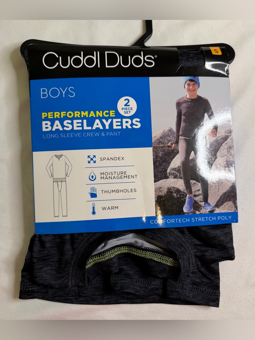 Cuddl Duds Boys Performance Baselayers 2-Piece Set Size Small 6/7 NWT Gray